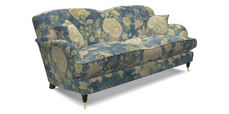 Kentwell 3 Seater 2 Hump Sofa in RHS Botanicals Henry Moon Lions Tail Teal
