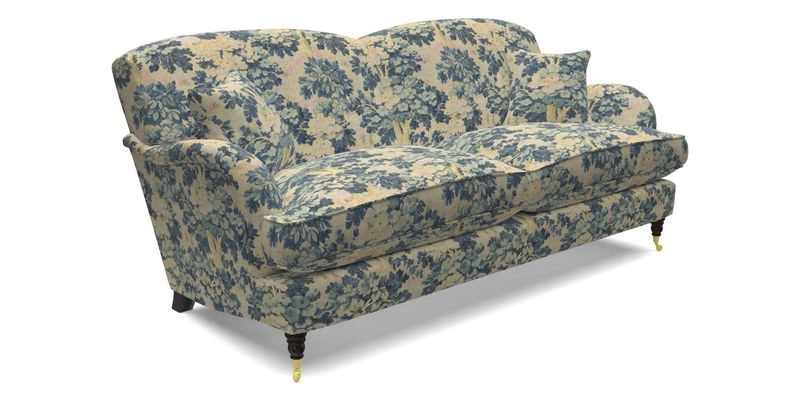 Kentwell 3 Seater 2 Hump Sofa in RHS Botanicals Henry Moon Lions Tail Teal