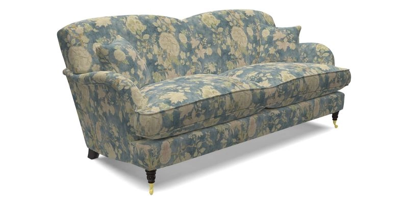 Kentwell 3 Seater 2 Hump Sofa in RHS Botanicals Henry Moon Lions Tail Teal