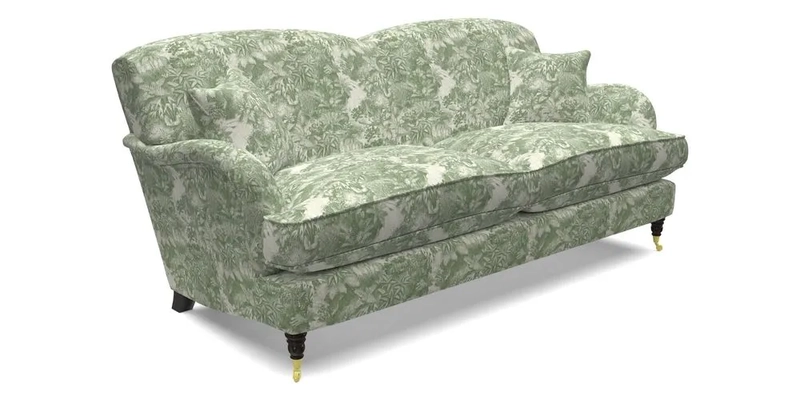 Kentwell 3 Seater 2 Hump Sofa in RHS Botanicals Henry Moon Lions Tail Teal