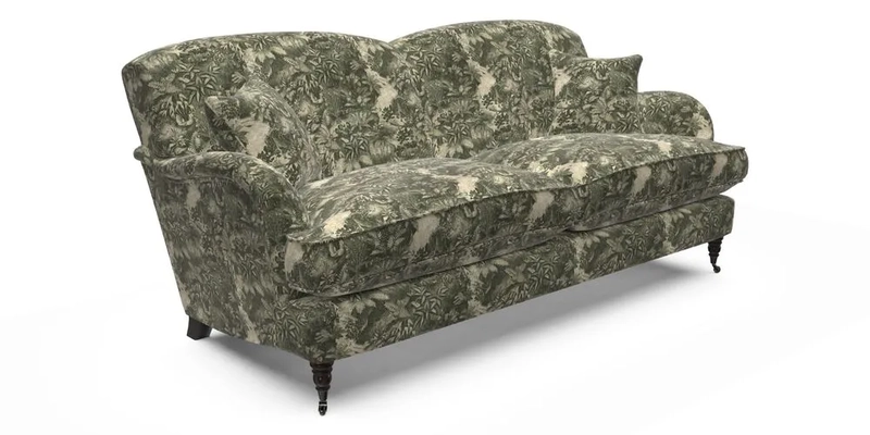 Kentwell 3 Seater 2 Hump Sofa in RHS Botanicals Henry Moon Lions Tail Teal