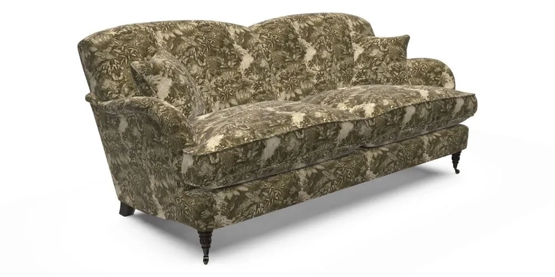 Kentwell 3 Seater 2 Hump Sofa in RHS Botanicals Henry Moon Lions Tail Teal