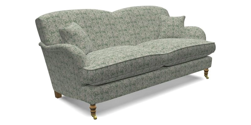 Kentwell 3 Seater 2 Hump Sofa in RHS Botanicals Henry Moon Lions Tail Teal