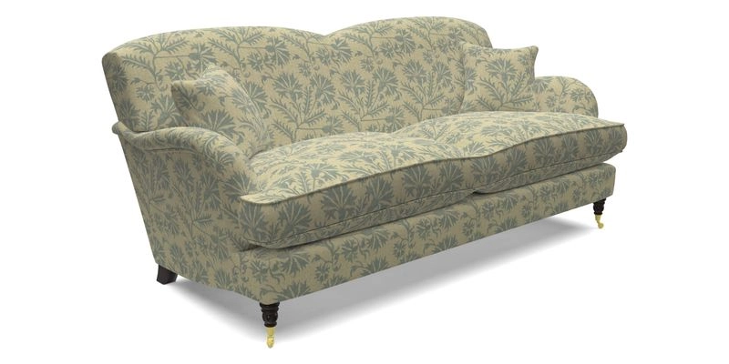 Kentwell 3 Seater 2 Hump Sofa in RHS Botanicals Henry Moon Lions Tail Teal
