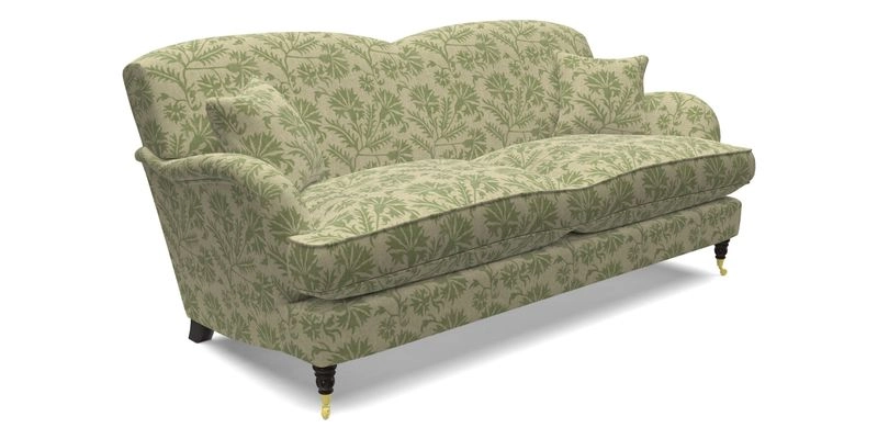 Kentwell 3 Seater 2 Hump Sofa in RHS Botanicals Henry Moon Lions Tail Teal