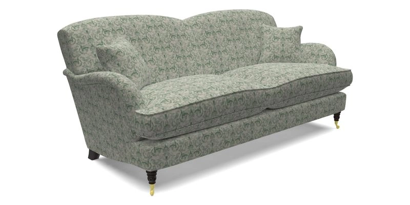 Kentwell 3 Seater 2 Hump Sofa in RHS Botanicals Henry Moon Lions Tail Teal