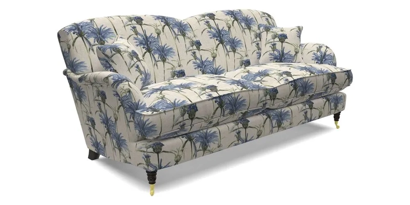 Kentwell 3 Seater 2 Hump Sofa in RHS Botanicals Henry Moon Lions Tail Teal