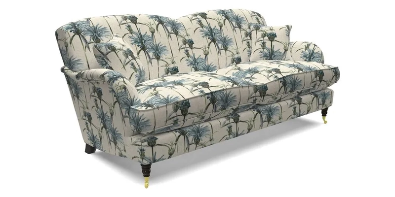 Kentwell 3 Seater 2 Hump Sofa in RHS Botanicals Henry Moon Lions Tail Teal
