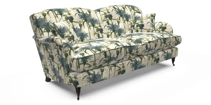 Kentwell 3 Seater 2 Hump Sofa in RHS Botanicals Henry Moon Lions Tail Teal