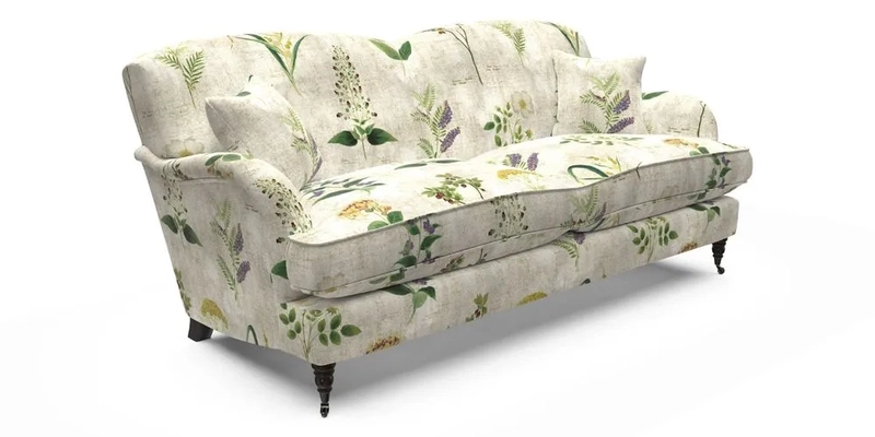 Kentwell 3 Seater 2 Hump Sofa in RHS Botanicals Henry Moon Lions Tail Teal