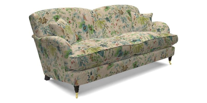 Kentwell 3 Seater 2 Hump Sofa in RHS Botanicals Henry Moon Lions Tail Teal