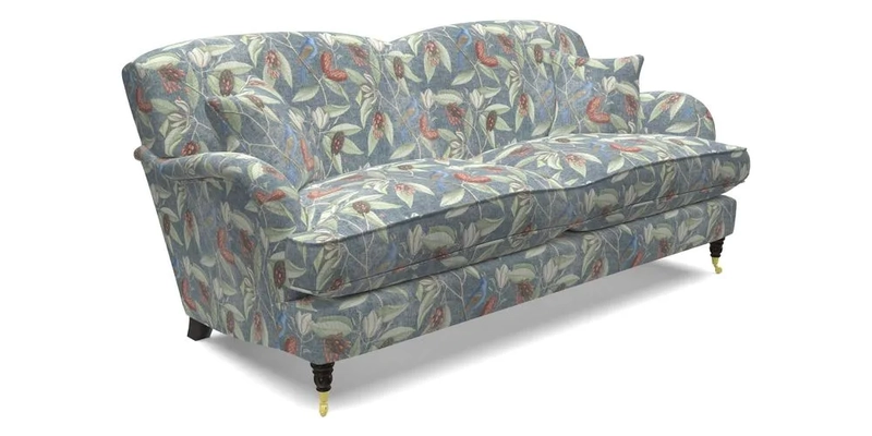 Kentwell 3 Seater 2 Hump Sofa in RHS Botanicals Henry Moon Lions Tail Teal