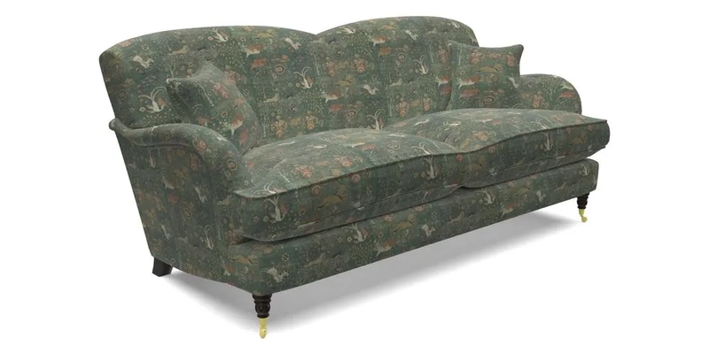 Kentwell 3 Seater 2 Hump Sofa in RHS Botanicals Henry Moon Lions Tail Teal