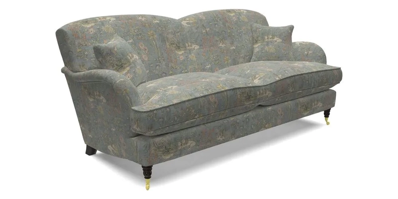 Kentwell 3 Seater 2 Hump Sofa in RHS Botanicals Henry Moon Lions Tail Teal