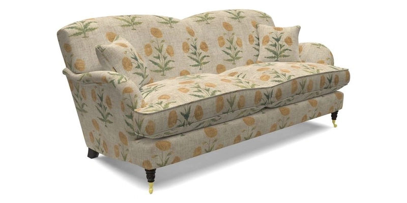 Kentwell 3 Seater 2 Hump Sofa in RHS Botanicals Henry Moon Lions Tail Teal