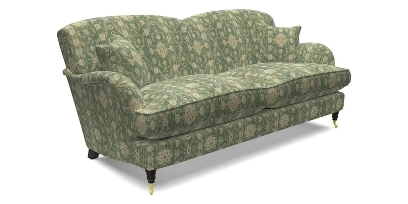 Kentwell 3 Seater 2 Hump Sofa in RHS Botanicals Henry Moon Lions Tail Teal