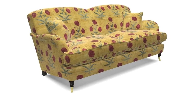Kentwell 3 Seater 2 Hump Sofa in RHS Botanicals Henry Moon Lions Tail Teal
