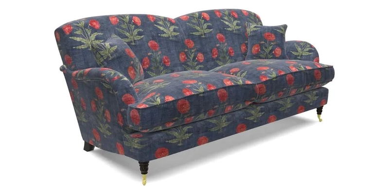 Kentwell 3 Seater 2 Hump Sofa in RHS Botanicals Henry Moon Lions Tail Teal