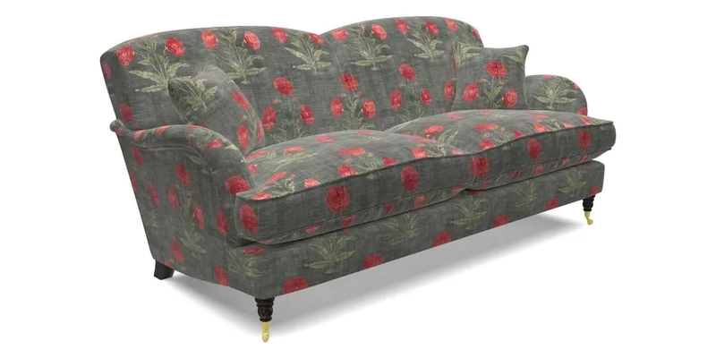 Kentwell 3 Seater 2 Hump Sofa in RHS Botanicals Henry Moon Lions Tail Teal