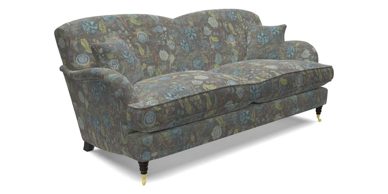 Kentwell 3 Seater 2 Hump Sofa in RHS Botanicals Henry Moon Lions Tail Teal