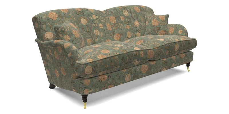 Kentwell 3 Seater 2 Hump Sofa in RHS Botanicals Henry Moon Lions Tail Teal