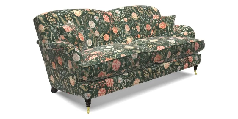 Kentwell 3 Seater 2 Hump Sofa in RHS Botanicals Henry Moon Lions Tail Teal