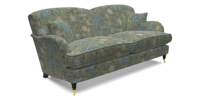 Kentwell 3 Seater 2 Hump Sofa in RHS Botanicals Henry Moon Lions Tail Teal