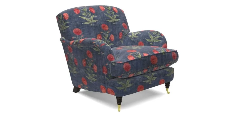 Kentwell Chair in Caroline Maria Applebee Collage Wildflowers with fringe in Sophie Bullion Currant