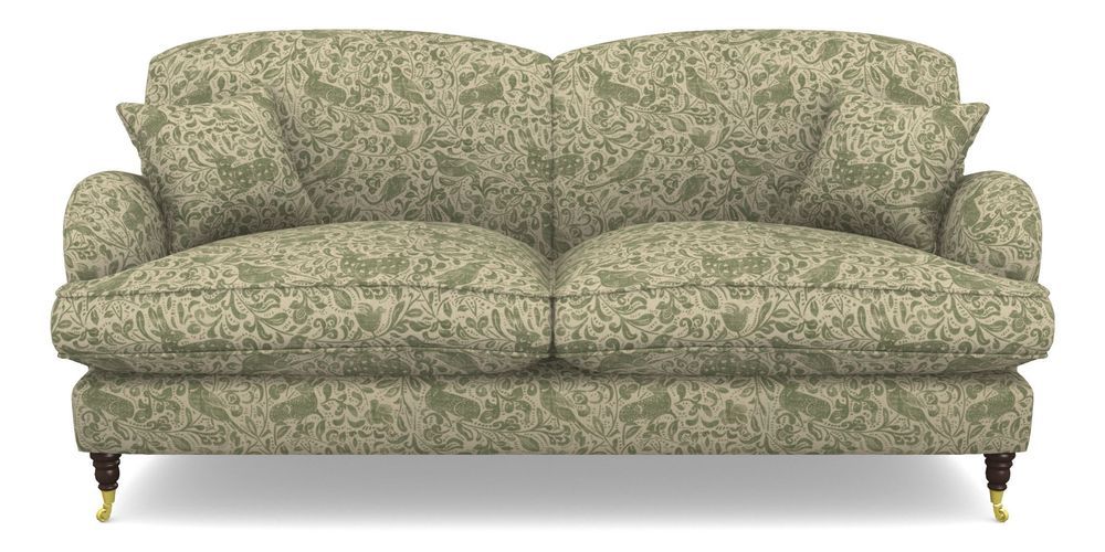 Product photograph of Kentwell 3 Seater 2 Hump Sofa In V A Drawn From Nature - Bird And Rabbit - Light Green from Sofas and Stuff Limited