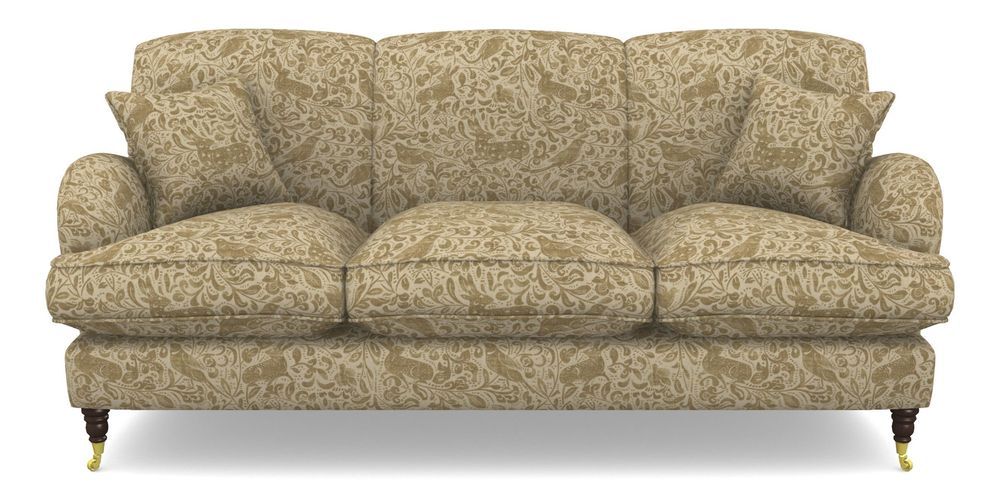 Product photograph of Kentwell 3 Seater 3 Hump Sofa In V A Drawn From Nature - Bird And Rabbit - Gold from Sofas and Stuff Limited