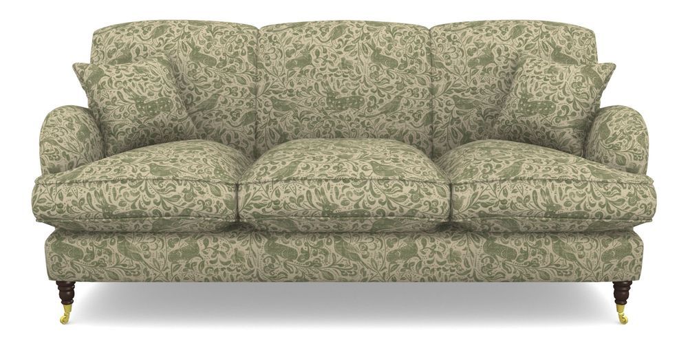 Product photograph of Kentwell 3 Seater 3 Hump Sofa In V A Drawn From Nature - Bird And Rabbit - Light Green from Sofas and Stuff Limited