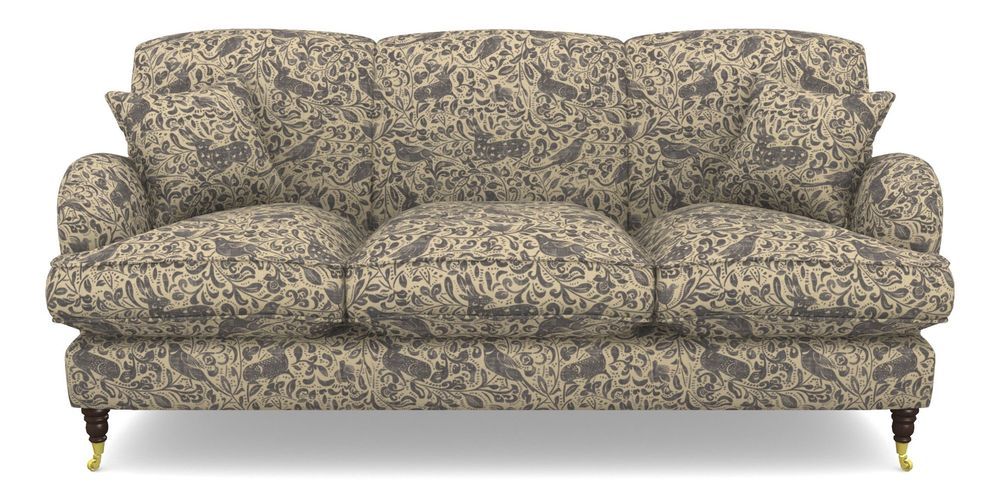 Product photograph of Kentwell 3 Seater 3 Hump Sofa In V A Drawn From Nature - Bird And Rabbit - Navy from Sofas and Stuff Limited