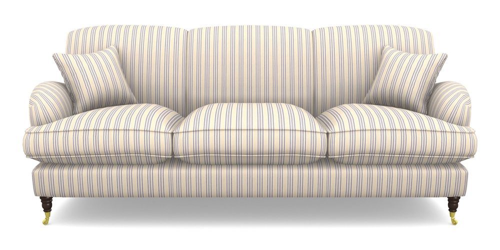 Product photograph of Kentwell 4 Seater 3 Hump Sofa In Cloth 22 - Racing Stripes Ayr - Blueberry from Sofas and Stuff Limited