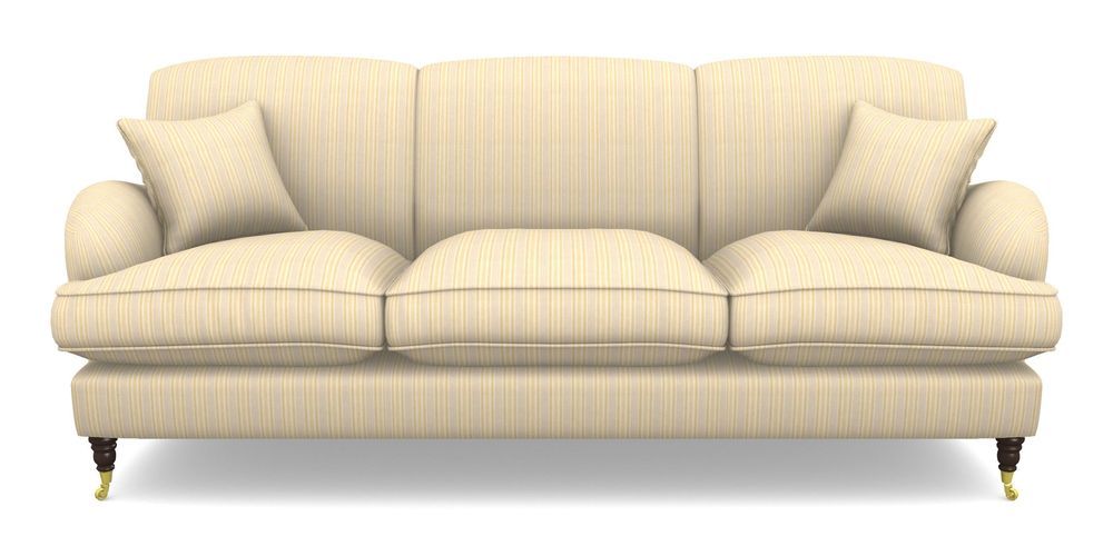 Product photograph of Kentwell 4 Seater 3 Hump Sofa In Cloth 22 - Racing Stripes Ayr - Lemon from Sofas and Stuff Limited