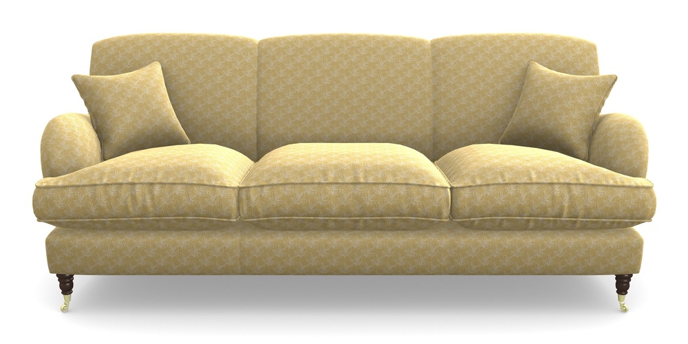 Product photograph of Kentwell 4 Seater 3 Hump Sofa In Cloth 21 - Decorative Leaf - Canary from Sofas and Stuff Limited