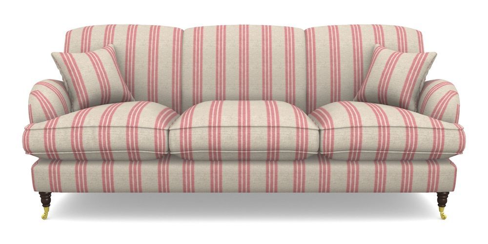 Product photograph of Kentwell 4 Seater 3 Hump Sofa In Cloth 18 Stripes - Bengal - Cranberry from Sofas and Stuff Limited