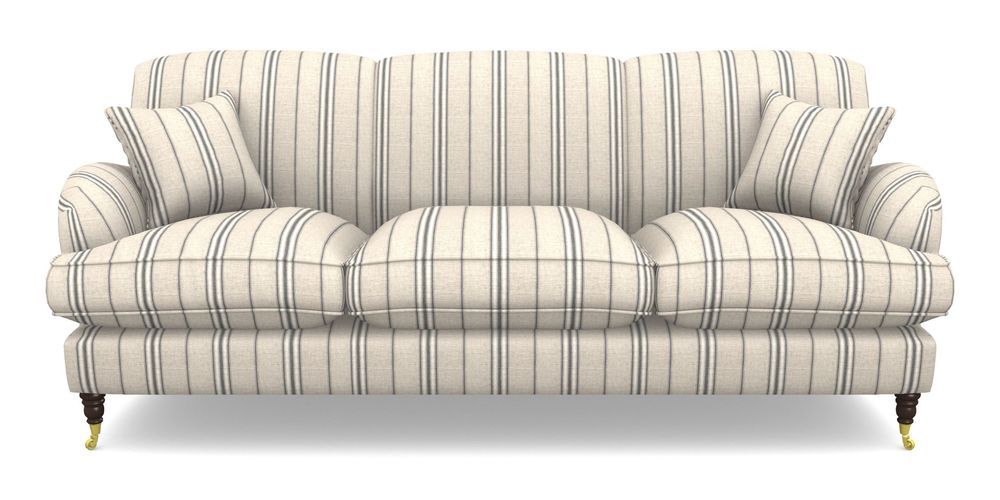 Product photograph of Kentwell 4 Seater 3 Hump Sofa In Cloth 18 Stripes - Regimental - Bible Black from Sofas and Stuff Limited