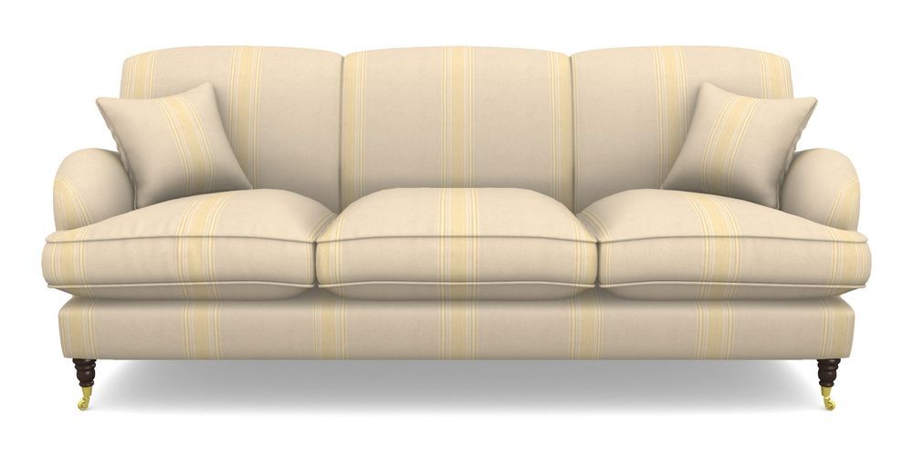 Product photograph of Kentwell 4 Seater 3 Hump Sofa In Cloth 22 - Racing Stripes Cheltenham - Lemon from Sofas and Stuff Limited