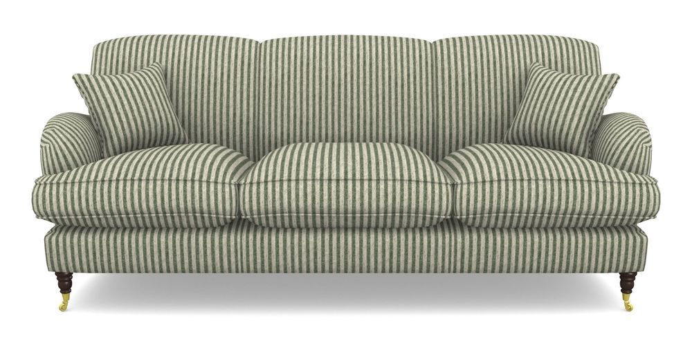 Product photograph of Kentwell 4 Seater 3 Hump Sofa In Cloth 22 - Pinstripe - Courgette from Sofas and Stuff Limited