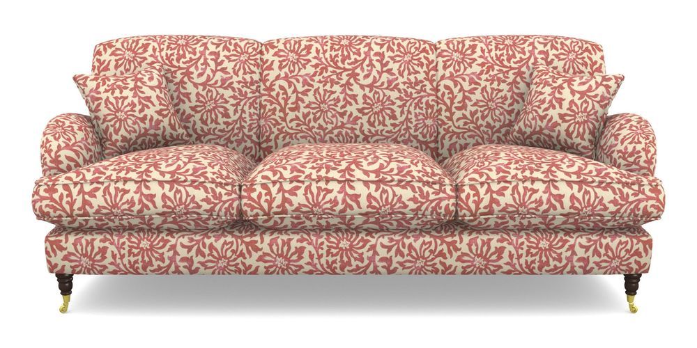 Product photograph of Kentwell 4 Seater 3 Hump Sofa In V A Brompton Collection - Floral Scroll - Chilli from Sofas and Stuff Limited