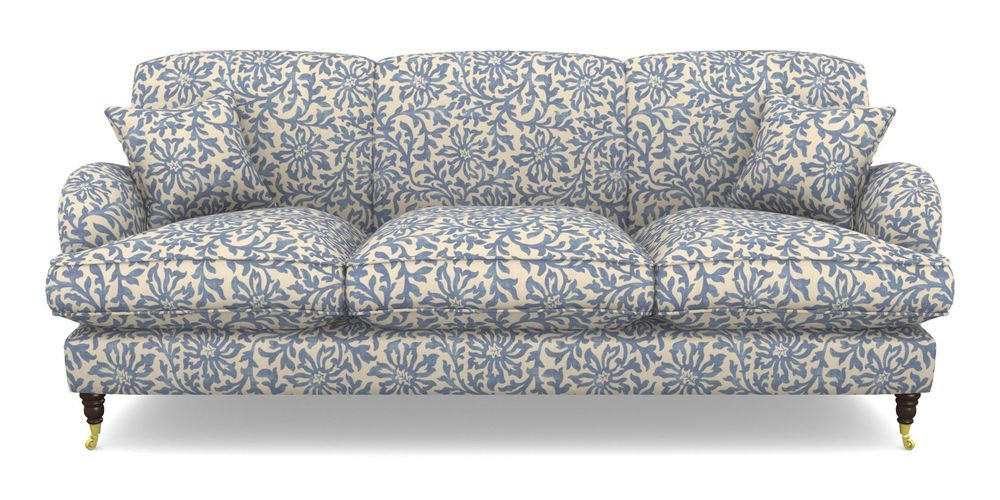 Product photograph of Kentwell 4 Seater 3 Hump Sofa In V A Brompton Collection - Floral Scroll - Morning Blue from Sofas and Stuff Limited