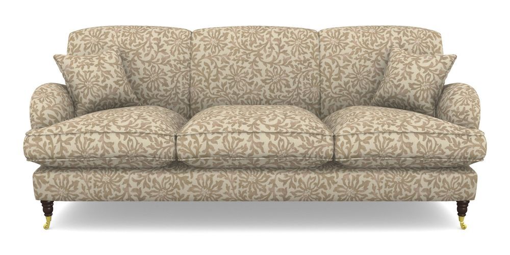 Product photograph of Kentwell 4 Seater 3 Hump Sofa In V A Brompton Collection - Floral Scroll - Assam Tea from Sofas and Stuff Limited