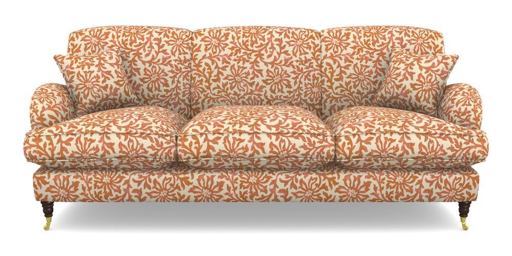 Product photograph of Kentwell 4 Seater 3 Hump Sofa In V A Brompton Collection - Floral Scroll - Terracotta from Sofas and Stuff Limited