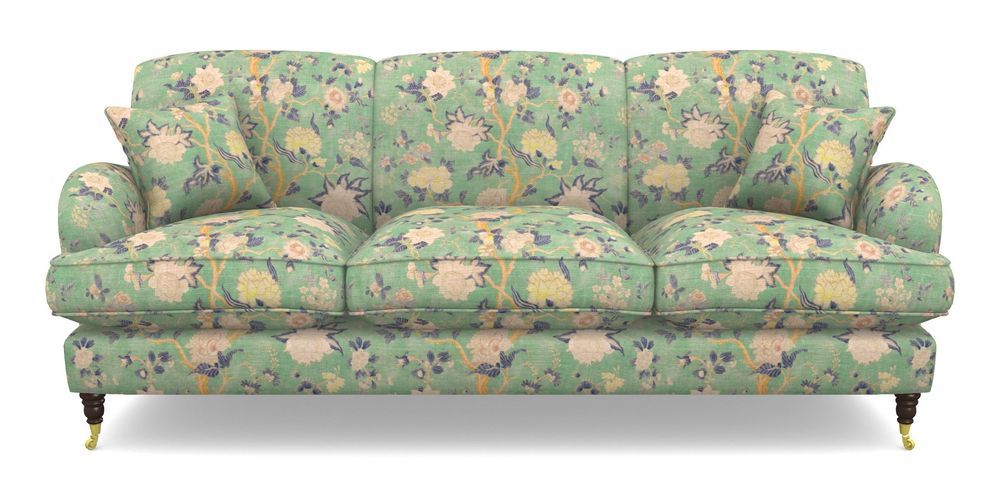 Product photograph of Kentwell 4 Seater 3 Hump Sofa In Floral Linen - Even So Verde from Sofas and Stuff Limited