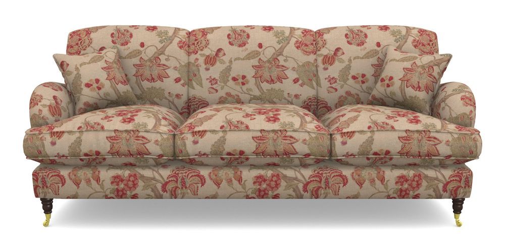 Product photograph of Kentwell 4 Seater 3 Hump Sofa In Floral Linen - Indienne T Rosso from Sofas and Stuff Limited