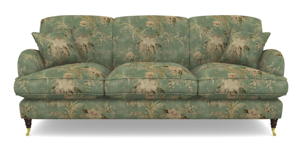 Product photograph of Kentwell 4 Seater 3 Hump Sofa In Floral Linen - Zefferino Emerald from Sofas and Stuff Limited