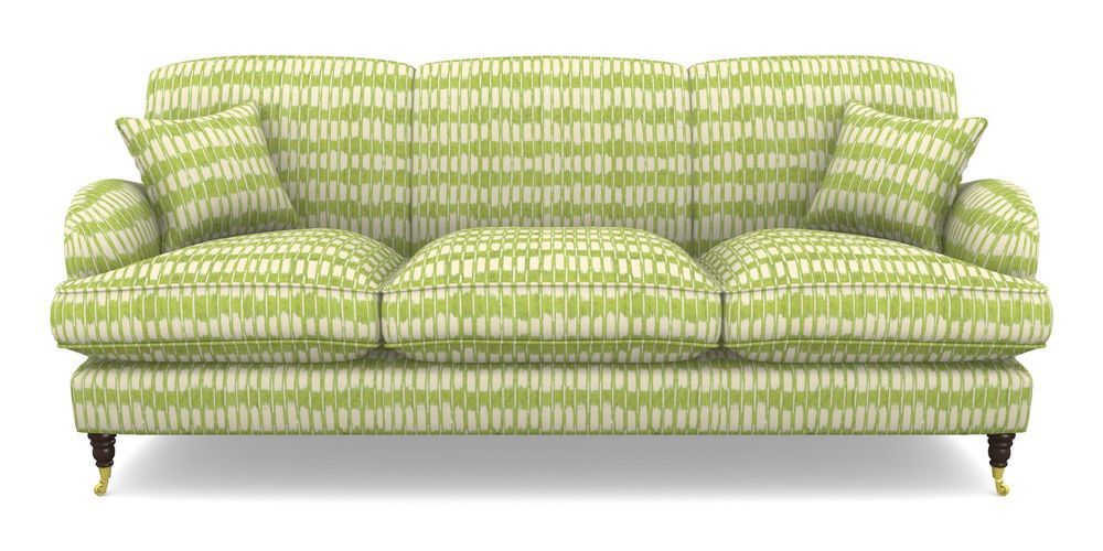 Product photograph of Kentwell 4 Seater 3 Hump Sofa In V A Brompton Collection - Ikat - Lime from Sofas and Stuff Limited