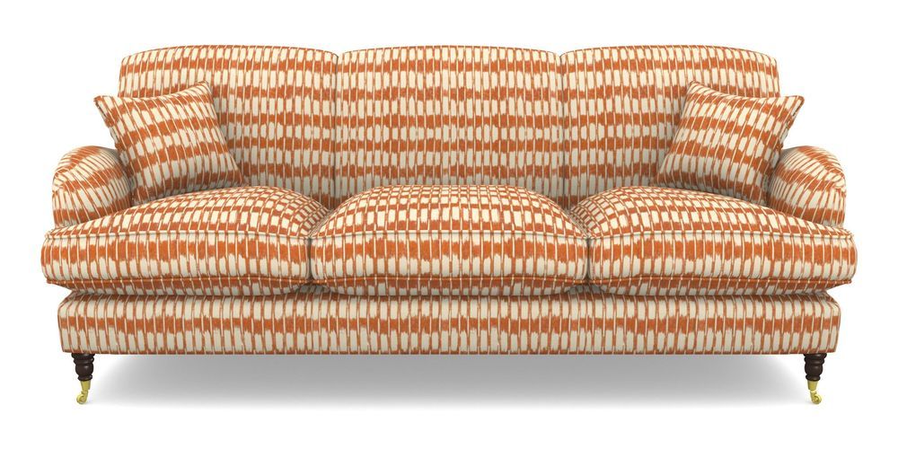 Product photograph of Kentwell 4 Seater 3 Hump Sofa In V A Brompton Collection - Ikat - Terracotta from Sofas and Stuff Limited