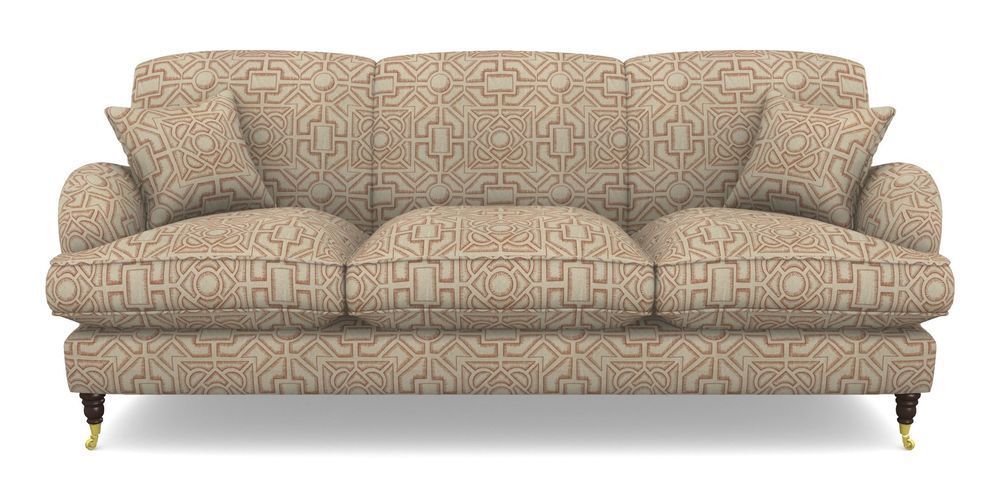 Product photograph of Kentwell 4 Seater 3 Hump Sofa In Rhs Collection - Large Knot Garden Linen - Terracotta from Sofas and Stuff Limited