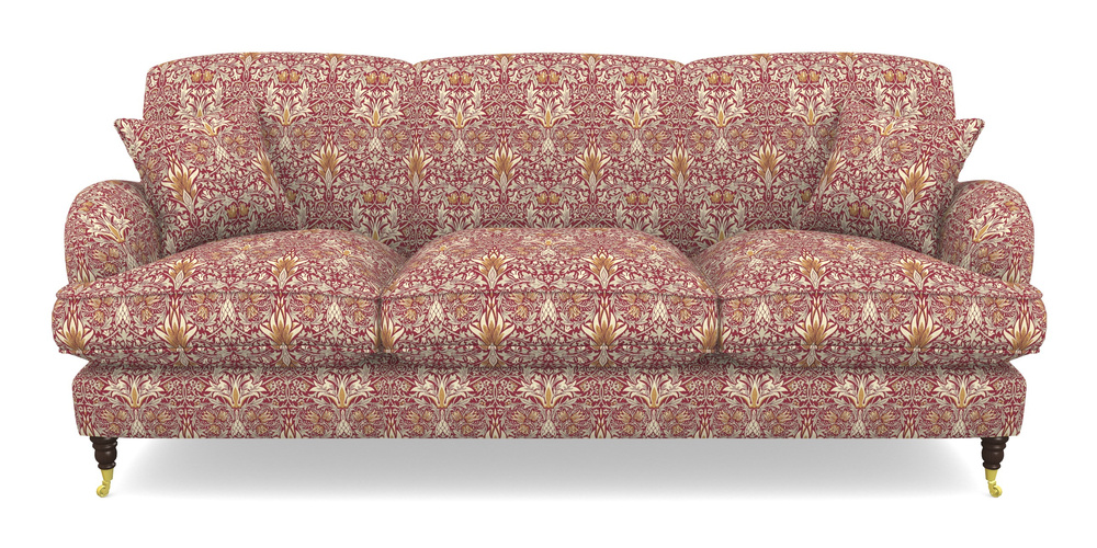 Product photograph of Kentwell 4 Seater 3 Hump Sofa In William Morris Collection - Snakeshead - Claret Gold from Sofas and Stuff Limited